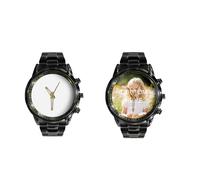Personalised Photo Men's Watch Custom Engraved Stainless Steel Wristwatch with Adjustable Strap, Watch Quartz Movement 3ATM Waterproof Unique Gift for Father's Day Valentine's