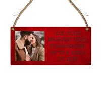 Personalised Photo & Message Customisable Plaque - Add Up to 5 Lines of Text Perfect for Birthdays, Anniversaries, Memorials (Red, Mdf Wood Indoor Use Only)