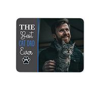 Personalised Photo Mouse Mat The Best Cat Dad Ever Mouse Pad Home Office Gift For Dads Father's Day Collage Desk Accessories Custom Picture Gaming Rectangle Mousemat Mousepad Daddy Novelty