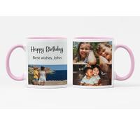 Personalised Photo Mug with 3 Pictures & Text - Coloured Inside Ceramic Mug | Gift for Birthday, Anniversary, Wedding, Valentine’s - Dishwasher Safe - Made in The UK - Light