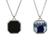 Personalised Photo Necklace with Text Custom Heat Activated Necklace with Hidden Picture Women and Men Gifts for Mother’s Day, Valentine’s Day, Fathers Day Anniversary Birthday Gifts (Silver color)