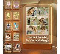 Personalised Photo Night Light Custom Name LED Lamp Light with Picture Acrylic Customised Birthday Mother's Valentines Day Memorial Gifts for Girlfriend Wife Her Him