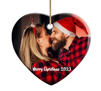 Personalised Photo Ornament 2024 - Custom Couples Christmas Ornament, Our First Christmas Married Ornament, Custom Print Ceramic Ornament, Keepsake for Couples, Newlywed Ornament