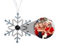 Personalised Photo Ornament for Christmas Tree, Custom Photo Ornaments Snowflake Projection Pendant with Picture Inside,Custom Hanging Xmas Bauble 2025 Gifts (Blue)