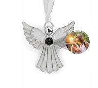 Personalised Photo Ornaments for Christmas Tree Custom Decoration with Picture Inside Hanging Glitter Angel Projection Pendant 2025 New Home Decor for Xmas Party Memorial Gifts for Family