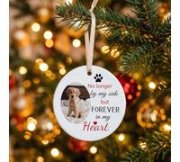 Personalised Photo Pets Dog Cat Memorial Bauble Ceramics Ornaments | Christmas Xmas Tree Decoration Hanging Sign Pets Lover Keepsake-No longer by my side but forever in my heart