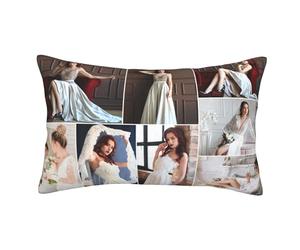 Personalised Photo Pillow Cover Customised Cushion Covers with 8 Pictures Collage, Custom Decorative Rectangle Pillowcase Cover with Your Text Name, Photo Gifts for Loves Couples