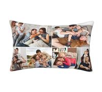Personalised Photo Pillow Covers with 6 Photos Collage, Customised Rectangle Cushion Case, Design Your Own Throw Pillow for Living Room, Bedroom, Wedding, Gifts for Couples, Mother, Father
