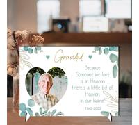 Personalised Photo Plaque Memorial Gift A4 or A5 Size | Cherished Keepsake | Unique Memento | (Mdf Wood A4 30cm x 21cm, Green Leafs)