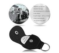 Personalised Photo Pocket Hug Token Customized with Photo Text Gifts Leather Keychain Long Distance Relationship for Couple Gifts for Men Women Family (A(1 leather case and1round plate))