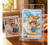 Personalised Photo Poke Card Dad Gifts from Daughter Son Custom Trainer Character Card with Anime Picture Text Name Best Dad Ever Father's Day Birthday Gifts for Daddy Husband Grandpa Pap (03)