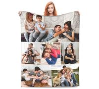 Personalised Photo Printed Blankets Large Small for Adults Kids, Custom Soft Flannel Blankets with Pictures/Name/Logo, Design Your Own Blanket, Gifts for Family Grandson Grandma Christmas Birthday