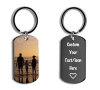 Personalised Photo Printed Text Engraved Keepsakes Keyring Custom Made Premium Gift For Dad Mum Grand Parents Mothers Day Fathers Day gift (Black)