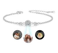 Personalised Photo Projection Bracelet, Custom with Picture Inside Projector Memory Stone, Picture Bracelet with Birthstone, Unique Gift for Mom Grandma Girlfriend Wife for Christmas Mother’s Day