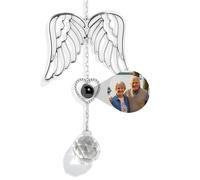 Personalised Photo Projection Suncatcher - Custom Crystal Angel Pendant with Picture Inside - Beautiful Window Hanging Sun Catcher for Family, Couples, Christmas Party, Memorial Gifts