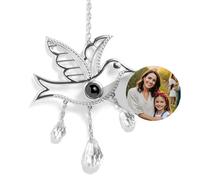 Personalised Photo Projection Suncatcher - Custom Crystal Bird Pendant with Picture Inside - Beautiful Window Hanging Sun Catcher for Family, Couples, Christmas Party, Memorial Gifts