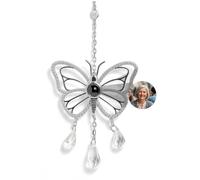 Personalised Photo Projection Suncatcher - Custom Crystal Butterfly Pendant with Picture Inside - Beautiful Window Hanging Sun Catcher for Family, Couples, Christmas Party, Memorial Gifts
