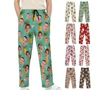 Personalised Photo Pyjamas for women personalised pjs Bottoms for men Custom Face Print Pajama for Couples,ladies,friend Gifts for Christmas,Birthdays Pet Face Pj Pants Multicolor