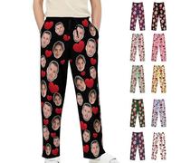 Personalised Photo Pyjamas for women personalised pjs for men Custom Face Pajama Bottoms for Couples,ladies,mum,dad,friend Gifts for Christmas,Halloween,Birthdays Multicolor
