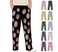 Personalised Photo Pyjamas for women personalised pjs for men Custom Face Print Pajama for Couples,ladies,friend Gifts for Christmas,Birthdays Pet Face Pj Pants Multicolor