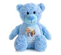 Personalised Photo & Record-A-Voice Keepsake Memory Bear - Blue | Custom Photo, Message & Voice Recording | Sympathy Gift, Remembrance