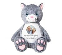 Personalised Photo & Record-A-Voice Keepsake Memory Cat - Custom Photo, Message & Voice Recording | Sympathy Gift, Remembrance | 30cm Sat