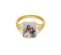 Personalised Photo Ring Custom Birthstone Rings Picture Ring Customised Memorial Jewellery Promise Rings Wedding Anniversary Birthday Gift for Women Her
