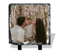 Personalised Photo Slate | Custom Picture Plaque with Stand | Memorial Photo With Matte Finish Gift for Birthdays, & Weddings | Slate for Dad, Mum, Grandad, Couple, or Friend | Square 19x19 CM