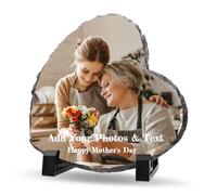 Personalised Photo Slate Plaque Frame with Photo & Text, Customised Mothers Day Gifts for Mum Nan Grandma - Personalised Mother's Gift Idea (Heart)