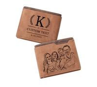 Personalised Photo Wallets for Men, Customized Engraved Picture & Initial Name Wallet, Gifts for Him Boyfriend Husband Birthday Anniversary Father's Day Christmas