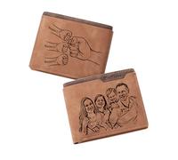 Personalised Photo Wallets for Men, Customized Engraved Picture & Initial Name Wallet, Gifts for Him Boyfriend Husband Birthday Anniversary Father's Day Christmas