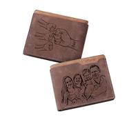Personalised Photo Wallets for Men, Customized Engraved Picture & Initial Name Wallet, Gifts for Him Boyfriend Husband Birthday Anniversary Father's Day Christmas
