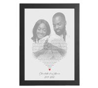 Personalised Photo & Words in a heart Song Lyrics, Poem, Vows or Speech, First Dance Gift for Anniversary, Engagement, Wedding, Present For Her, Wife, Husband, Him, A5, A4 Print, A3 Poster or Framed