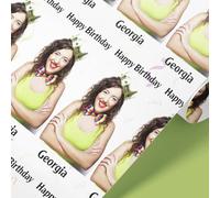Personalised Photo Wrapping Paper | 61cm Width Rolls | Birthday Present Idea (White, 6m)