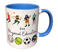 Personalised Physical Education Mug - Sports Mug - Personalised PE Teacher Mug - PE Student Mug - PE Teacher Gift (Blue)