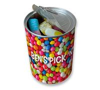 Personalised Pick & Mix Sweets Tin Can with Gum Ball Design, Birthday Present, Novelty Christmas Stocking Filler Gift (Large)