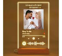Personalised Picture Frame Music Spotify Song Plaque with Night Light, Personalised Photo Acrylic Plaque Gifts for Him Her Women Men Boyfriend Girlfriend Christmas Valentines Day