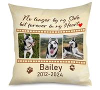 Personalised Picture Throw Pillow Case for Pets Lover | Gifts for Loss of Dog, Cat, Dog Sympathy, Personalised Pillow Cushion Cover for Sofa Couch (Pet J)