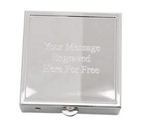 Personalised Pill Trinket Box Chrome with Mirror Engraved Gift