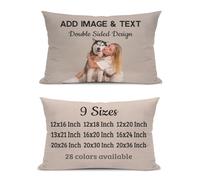 Personalised Pillow Case Double Sided Design Photo Text Logo Custom Cushion Cover Picture Print Decorative Throw Pillowcase for Sofa Couch Bed Cutomised Funny Birthday Gifts for Women Men, 65x50cm
