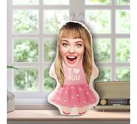 Personalised Pillow With Photo Blue&Pink I Love You Custom Shaped Throw Pillow Cute Photo Gifts 3D Printing Head Body Shaped For Home Sofa Bedding Funny Christmas Halloween Decoration Gifts Bf Gf