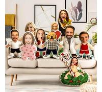Personalised Pillow with Your Face Creative Doll Custom Plush Stuffed Pillow Buddy Toys Double-Sided Print for Adult Dad Boys Girls Bed Sofa Home Decor