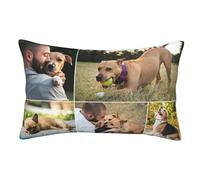 Personalised Pillowcase Covers with 5 Photos Collage, Customised Rectangle Pillow Case, Design Your Own Throw Pillow Covers for Living Room, Bedroom, Sofa Decorative