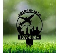 Personalised Pilot Metal Stake Flight Crew Remembrance Grave Marker Dad Grave Marker Flight Attendant Bereavement Outdoor Plaque Bereavement Gifts Memorial Gifts Garden Decor