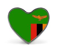 Personalised Pin Badge With Republic Of Zambia National Flags, Round/Square/Heart-Shaped Metal Lapel Pin With Butterfly Button Badge Brooches For Men Women Accessories Gift