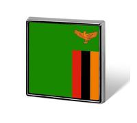 Personalised Pin Badge With Republic Of Zambia National Flags, Round/Square/Heart-Shaped Metal Lapel Pin With Butterfly Button Badge Brooches For Men Women Accessories Gift