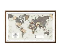 Personalised Pin Board World Map - Made Of Cork With Frame 105 X 67cm - Memo Board Made Of Cork With 100 Pins - Huge World Map Poster With Pinboard, World Map Wall Decoration