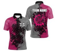 Personalised Pink and Grey Dart Shirts for Men | Custom Grunge Dart Team Jerseys Performance Dart Shirt Personalised T3180