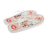 Personalised Pink Champagne Design Ladies Flip Flops with First Name and Date One Size 6/8 UK (PLEASE READ INSTRUCTIONS ON LISTING AS TO HOW TO ADD PERSONALISATION TO YOUR ORDER)