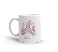 Personalised Pink Gnome Mug with Name - Funny Love Gonk Mug for Easter, Birthday or Mother’s Day - Cute Custom Gift for Mum, Sister, Friend - TheAbstractix Gnome Cup - 11oz Ceramic Mug